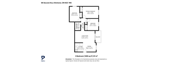 A black and white image of a floor plan for a 3 bedroom, 869 sq ft, 81 m2 property.