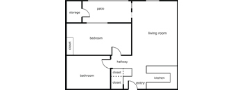 A diagram of a house layout with labeled rooms.