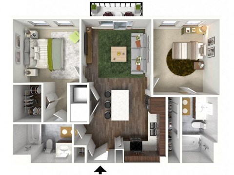 2 bed 2 bath A at Infinity on the Point Apartments, Dallas, Texas