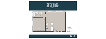 A floor plan for a 27116 La Brea apartment showing a bedroom, bathroom, and living room.
