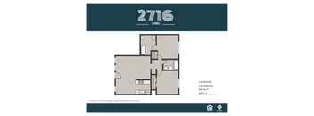 A floor plan for a rental property at 27116 La Brea shows two bedrooms and two bathrooms.