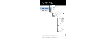 A floor plan for an apartment at 5300 West Adams Blvd, Los Angeles, CA 90016.