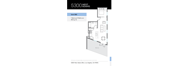 A floor plan for a 1 Bedroom/1 Bathroom apartment at 5300 West Adams Blvd, Los Angeles, CA 90016.