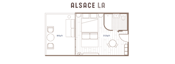 Premier Patio King Floor Plan at Alsace Living, Los Angeles, CA, 90016