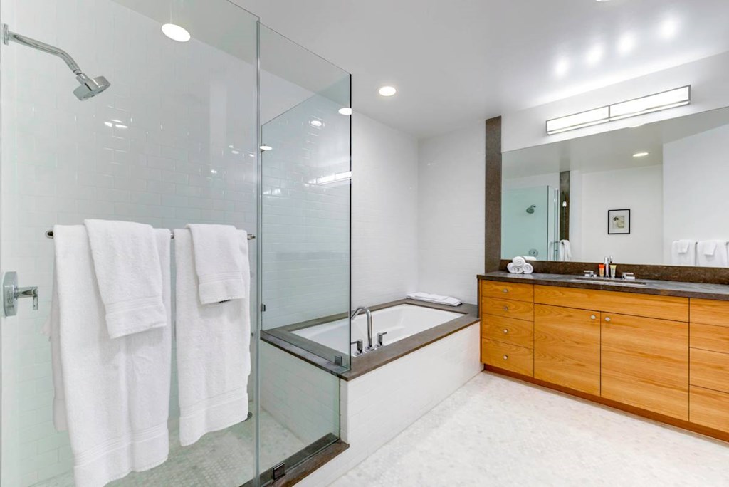 A modern bathroom at Catania, Pasadena, 91105