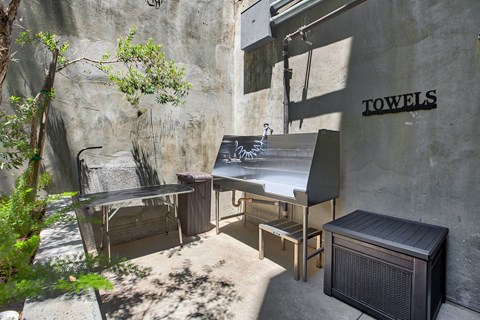 Outdoor Grill And Patio at The Dillon, Los Angeles, CA 90026