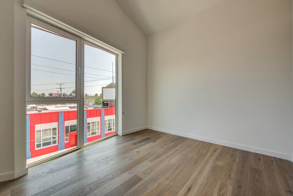 Empty room with a view of the outside through the window.at 5263 W Adams, Los Angeles California