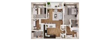 B1 Two Bedroom Two Bathroom Floorplan at Las Palmas Apartments, Fort Myers, 33913