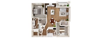 B3 Two Bedroom Two Bathroom Floorplan at Las Palmas Apartments, Fort Myers