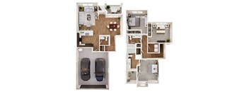 TH1 Three Bedroom 2.5 Bathroom Floorplan at Las Palmas Apartments, Fort Myers, FL 33913