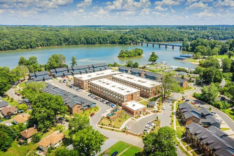 Aerial View at Riverside Flats at Aberfoyle Village, Belmont North Carolina