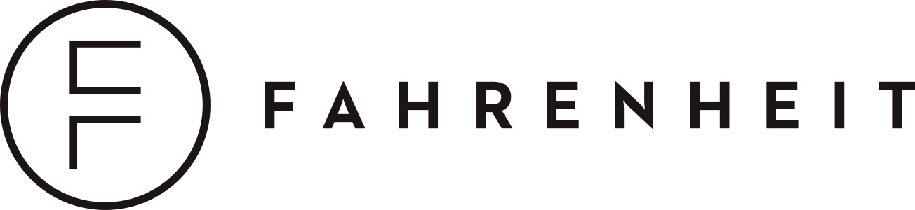 A black and white image of a circle with the word Fahrenheit written below it.