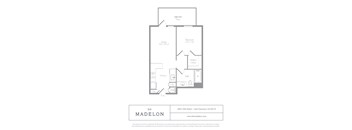 A floor plan for a one bedroom apartment at The Madelon.