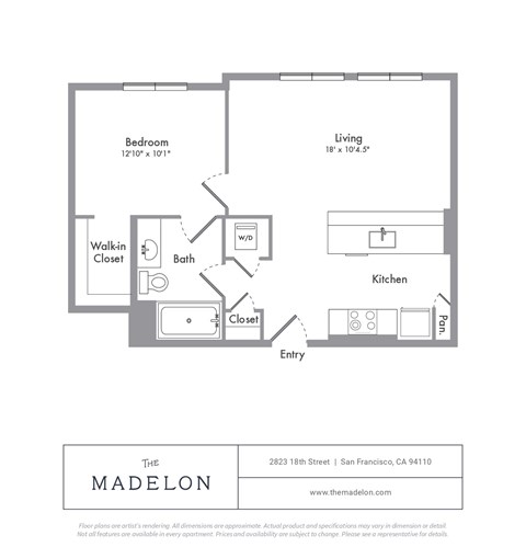 A floor plan for a property located at 2823 18th Street, San Francisco, CA 94110.