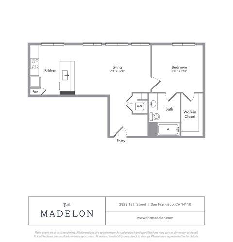 A floor plan of an apartment in San Francisco, CA is shown.