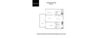 A floor plan for an apartment by Ansel shows two bedrooms and two bathrooms.