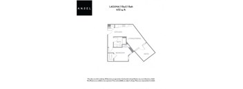 A floor plan for a Laguna apartment with one bed and one bath.