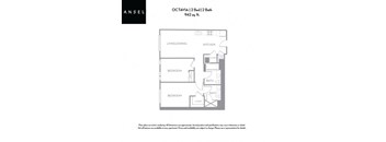 A floor plan for an Octavia apartment with 2 beds and 2 baths.