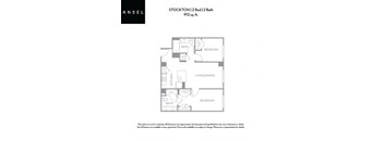 A floor plan for a 2 bedroom, 2 bathroom apartment by Ansel.
