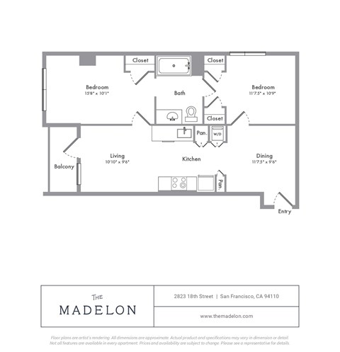 A floor plan for a MadeLon apartment in San Francisco.