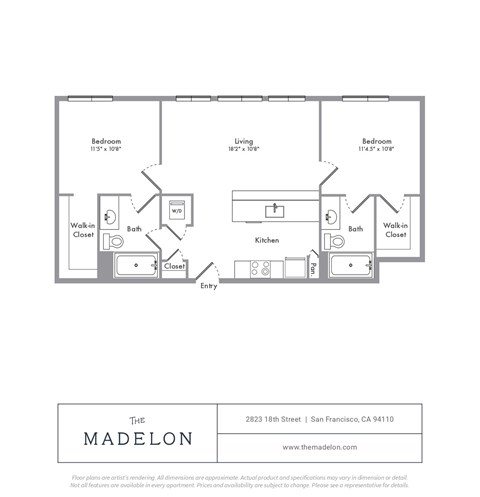 A floor plan for an apartment at The Madelon in San Francisco, CA.