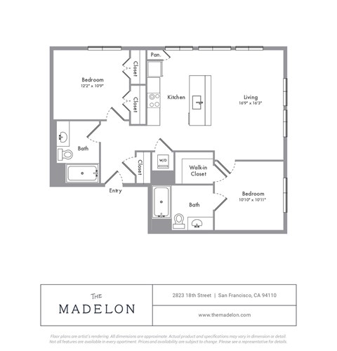 A floor plan of an apartment in The Madelon building.