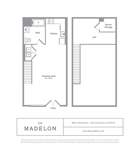 A floor plan for an apartment at The Madeleon.