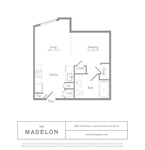 A floor plan for a property located at 2823 18th Street, San Francisco, CA 94110 is displayed.