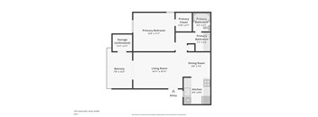 A floor plan of a one bedroom apartment in Tempe, Arizona.
