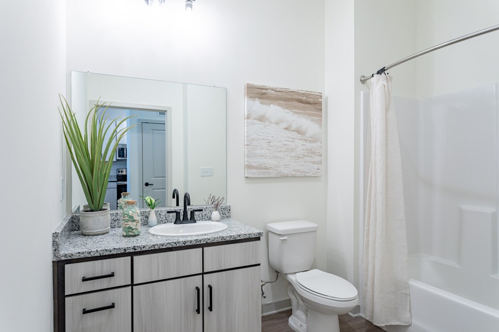 A white toilet sits next to a sink in a bathroom.