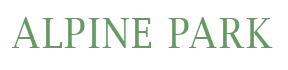 The image displays the words "ALPINE PARK" in large, bold letters.