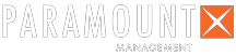 The image shows a logo with the text "PARAMOUNT MANAGEMENT" and an orange "X" in the top right corner.