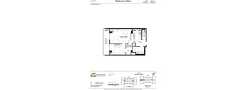 A floor plan for a 1 Bedroom 1 Bath suite at Avonhurst Gardens.