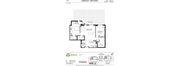A floor plan for a 2 Bedroom + Den 2 Bath suite at Avonhurst Gardens.