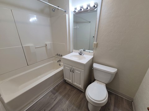 A white toilet sits next to a sink in a bathroom.