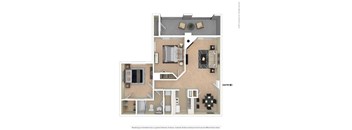 A floor plan of a house with a living room, kitchen, and bathroom.