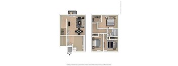 A floor plan of a small apartment with a kitchen, living room, and bathroom.