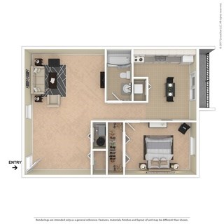 A floor plan of a room with a couch, chair, and table.