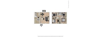 A floor plan of a two-bedroom apartment with an entry point indicated.