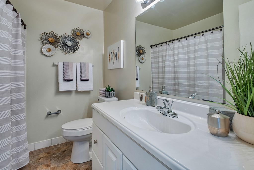 A bathroom with a toilet, sink, and shower curtain.