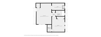 A floor plan of a house with a kitchen, living room, and bathroom.