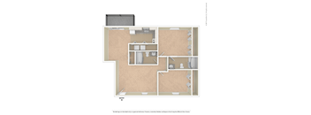 A floor plan of a house with a kitchen, living room, and bathroom.