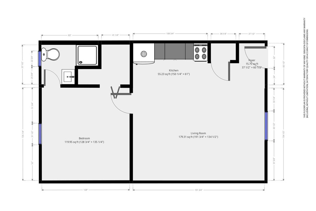 A floor plan of a house with a kitchen, living room, and dining area.