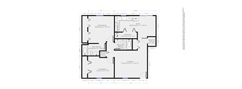 A floor plan of a house with labeled rooms and dimensions.