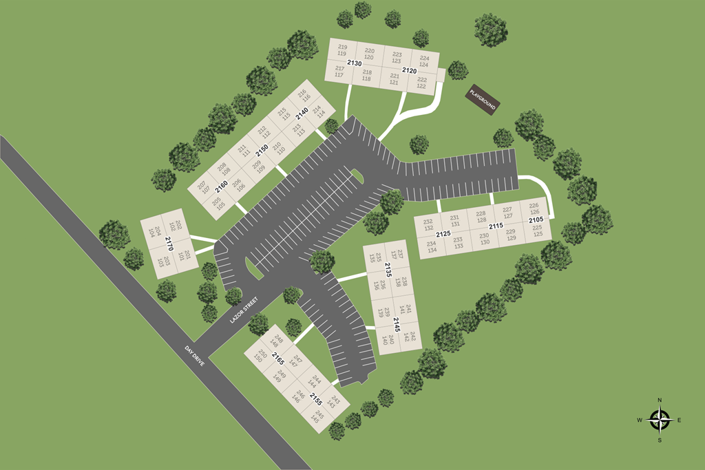 A map shows a layout of a residential area with streets and plots.