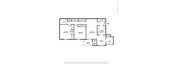 A black and white floor plan of a house with a living room, dining room, kitchen, and bathroom.