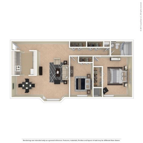 A floor plan of a house with a kitchen, living room, and bathrooms.