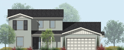 A two-story house with a garage is depicted in the image.