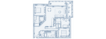 A sketch of our villa floor plan top view.
