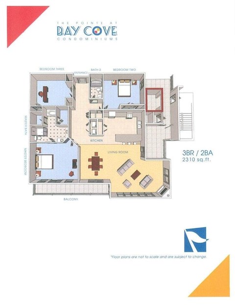 A floor plan for The Point at Bay Cove Condominiums.